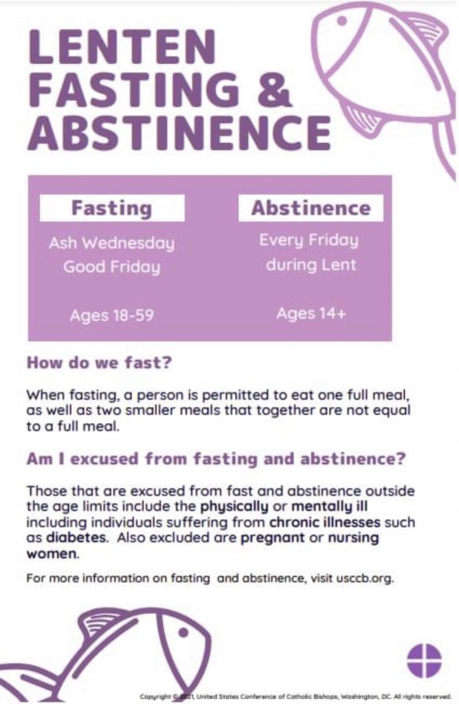 Lenten Fasting Abstinence St Mark The Evangelist Parish